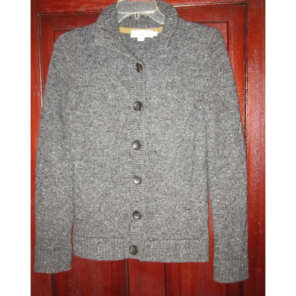 Boden 6 S Cardigan Sweater Tweed Gray Button Top